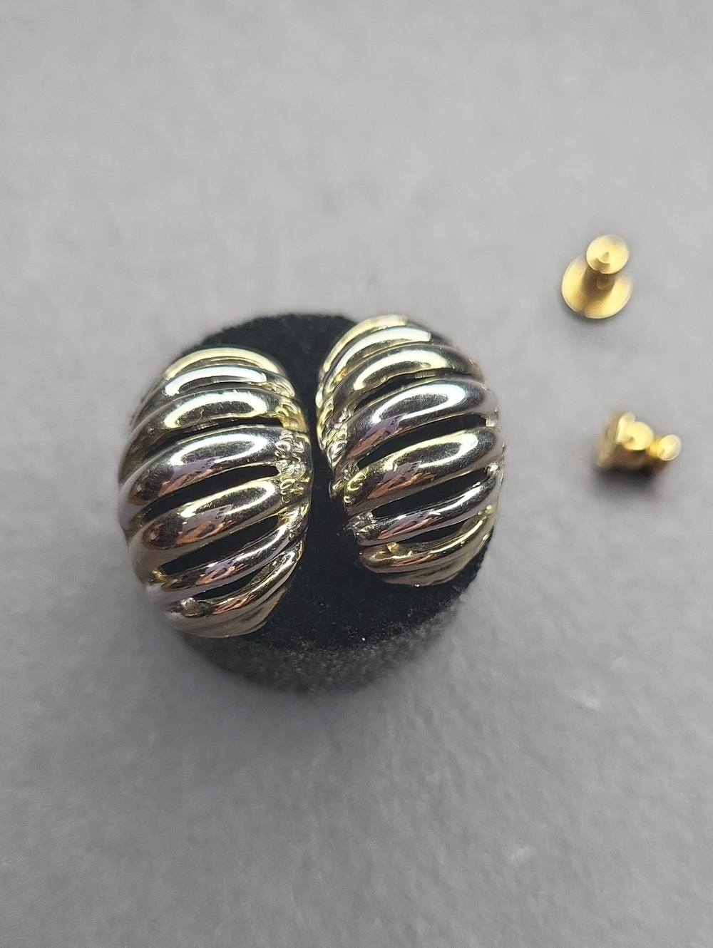 Crown Trifari Ribbed Dome Earrings